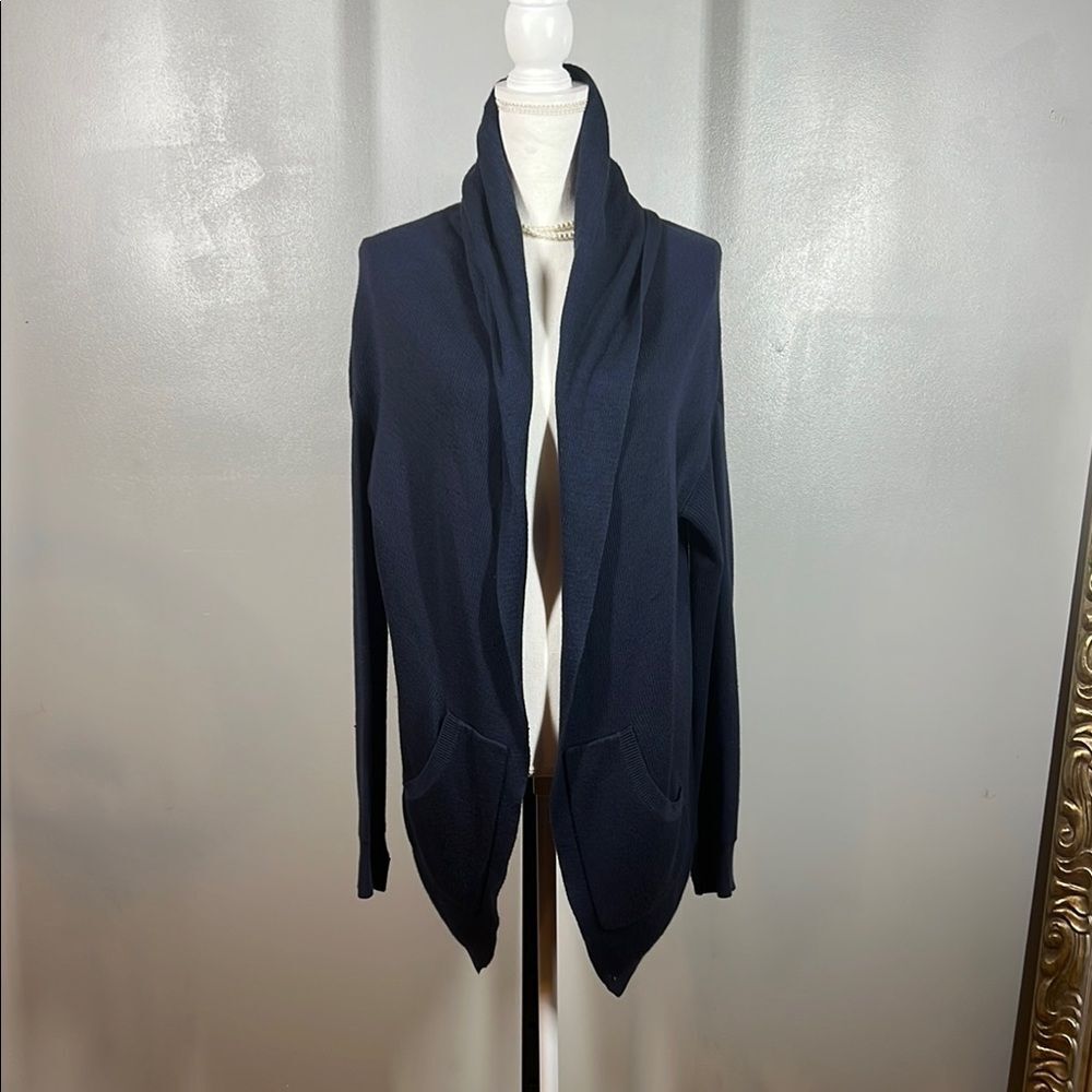 Lululemon Athletica Blue Cardigan Sweater Asymmetrical Design